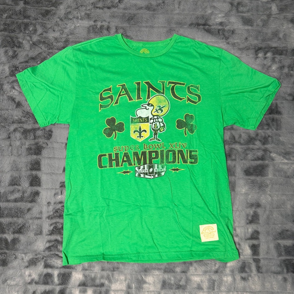 Retro Sport New Orleans Saints TShirt Mens Large Green Super Bowl XLIV Champions
